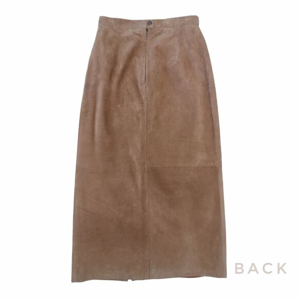 MARGARET GODFREY Vintage Suede Maxi Skirt Size 8 Tan High Waisted Fall Winter - Picture 3 of 12
